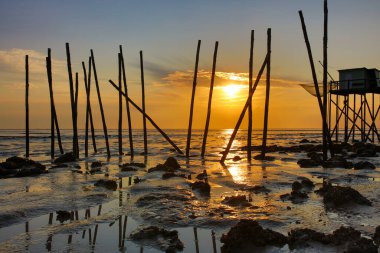 Balıkçı kulübeleri Fransız Atlantik kıyıları