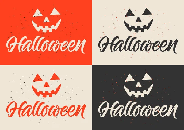 Halloween Grußkarte Kalligrafie Handgeschriebener Text Kürbis — Stockvektor