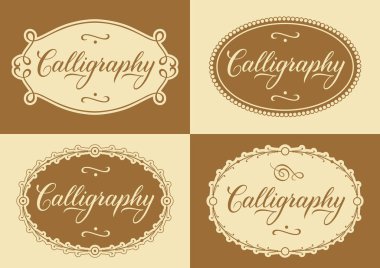 Kaligrafi metin hat ile dört kart dizisini