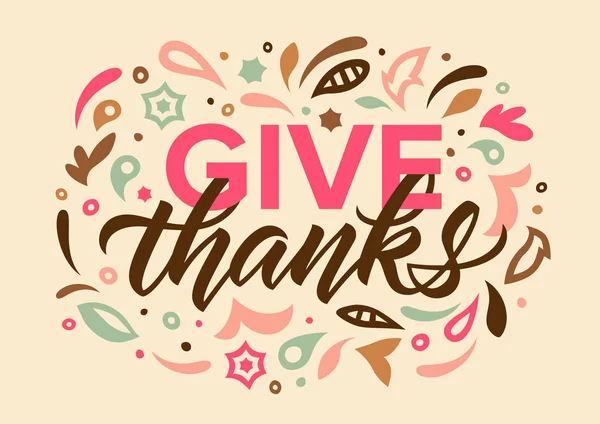 Give _ thanks _ calligraphy _ pattern — Vettoriale Stock