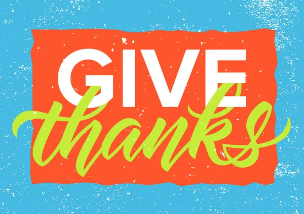 Give_thanks_calligraphy_blue — Stockvector