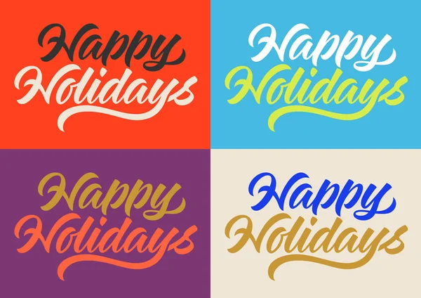 Happy _ holidays _ set _ color — Vetor de Stock