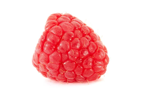 Ripe Red Raspberry Isolated White Background Top View Raspberry Closeup — Stock Photo, Image