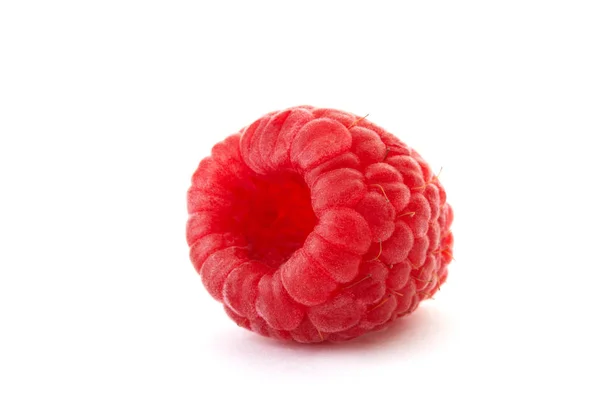 Ripe Red Raspberry Isolated White Background Top View Raspberry Closeup — Stock Photo, Image