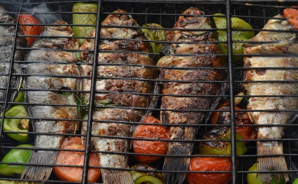 Urallarda kömürlerin bir popüler yaz yemek pişmiş ızgara, Balık