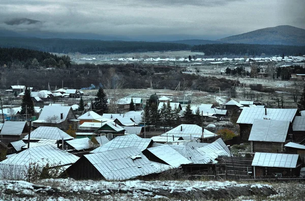 South Urals Village Located Mountains November First Snow Fell Here — Stock Photo, Image