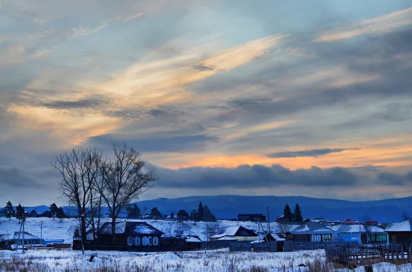 South Urals Village Located Mountains November First Snow Fell Here — Stock Photo, Image