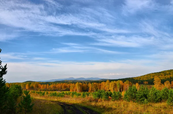 Otoño Oro Cálido Las Montañas Los Urales Del Sur Gran — Foto de Stock