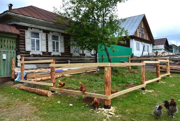 Fából Készült Ház Tipikus Ural Falvak — Stock Fotó