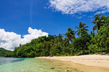 Guijalo 'daki Tuninon Sahili, Caramoan belediyesi, Camarines Sur ili, Luzon, Filipinler.