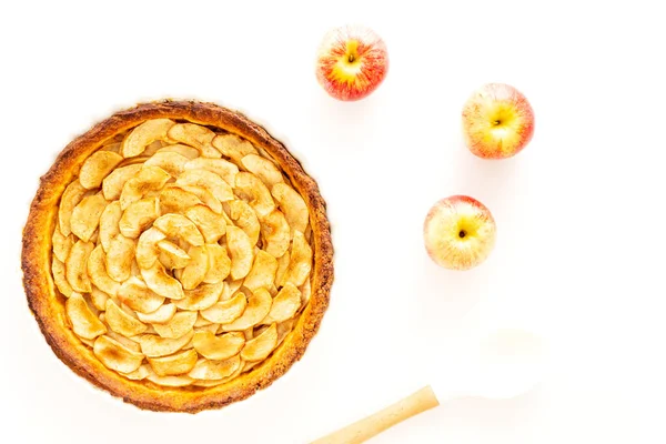 Homemade Baked French Apple Tart Open Faced Apple Pie Baking Stock Image
