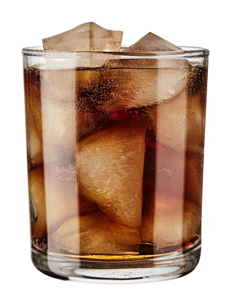 Glass with ice and cola isolated on white background. — Stock Photo, Image