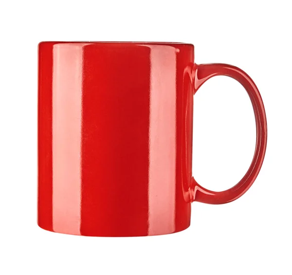 Taza roja aislada sobre fondo blanco. — Foto de Stock