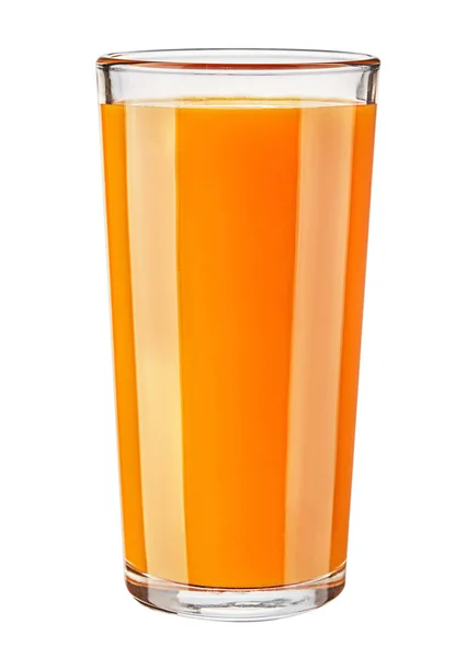 Glas frischen Karottensaft isoliert auf weißem Hintergrund. — Stockfoto