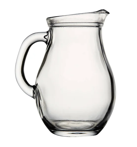 Empty Glass Jug Isolated White Background Front View — Stock Photo, Image