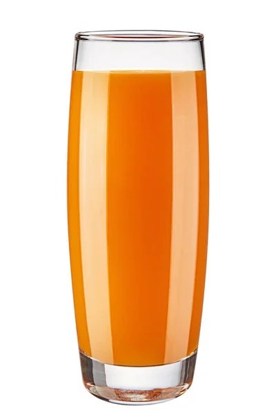 Glass of fresh carrot juice isolated on white background. — Stock Photo, Image