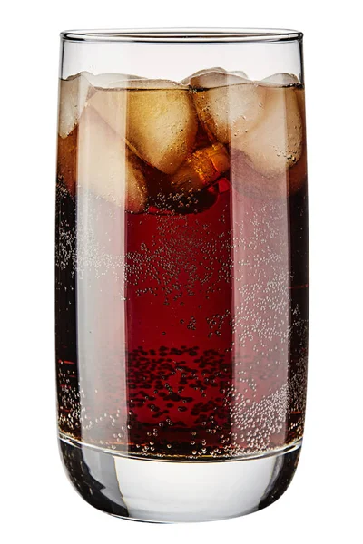 Glass with ice and cola isolated on white background. — Stock Photo, Image