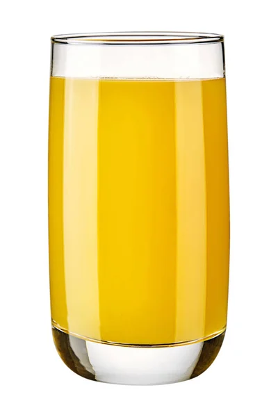 Glas mit Orangensaft isoliert auf weißem Hintergrund. — Stockfoto