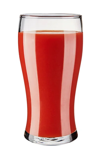 Glas med tomatjuice isolerad på vit bakgrund. — Stockfoto