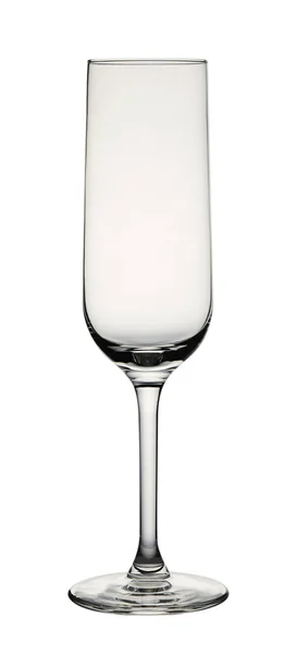 Lege glas champagne geïsoleerd op witte achtergrond. — Stockfoto