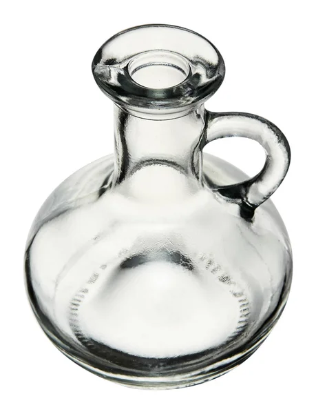 空玻璃瓶与把柄查出在白色背景. — 图库照片