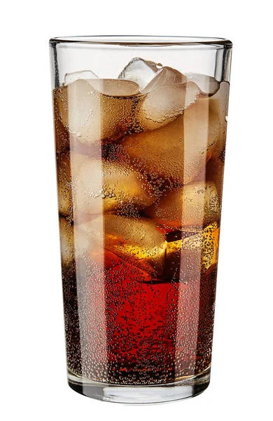 Glass cola with ice isolated on white background. — Stock Photo, Image