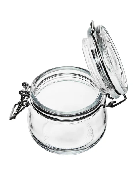 Empty glass jar isolated on white background. — Stock Photo, Image