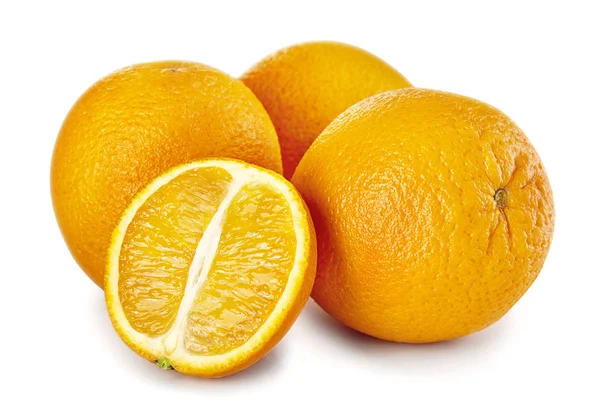 Whole fresh orange fruit. Sliced segments, half. — Stock Photo, Image