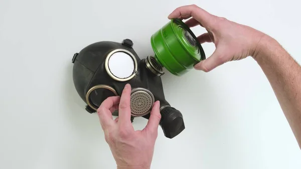 個人保護産業ガス化学マスク面マスク。フィルターの変更. — ストック写真