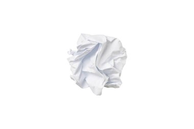 A screwed up piece of paper in ball shape., Crumpled sheet of paper isolated . clipart