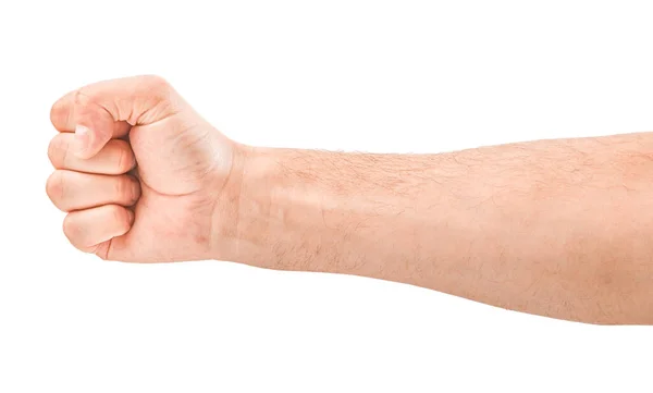 Man hand with a fist, isolated on a white background, — Stock Photo, Image