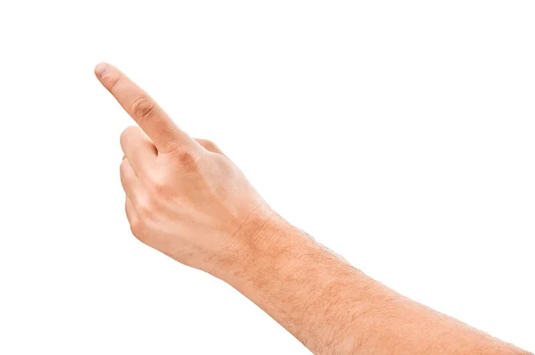 Isolated Male Hand Touching Pointing — Stock Photo, Image