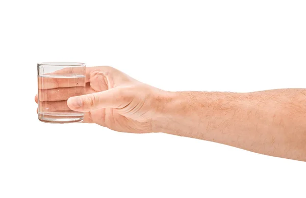 Tangan Memegang Cairan Minum Gelas Air — Stok Foto