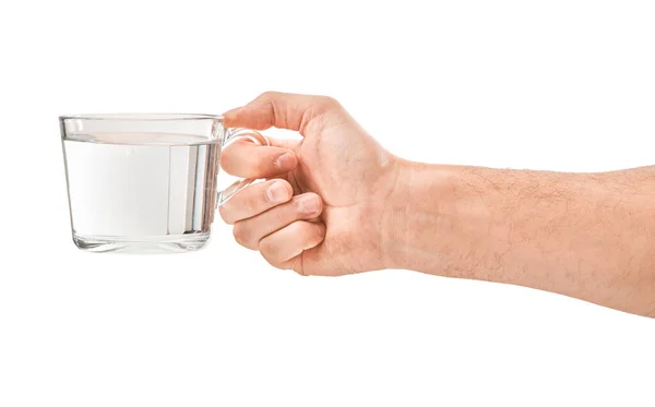 Hand Hält Flüssiges Trinkwasserglas — Stockfoto