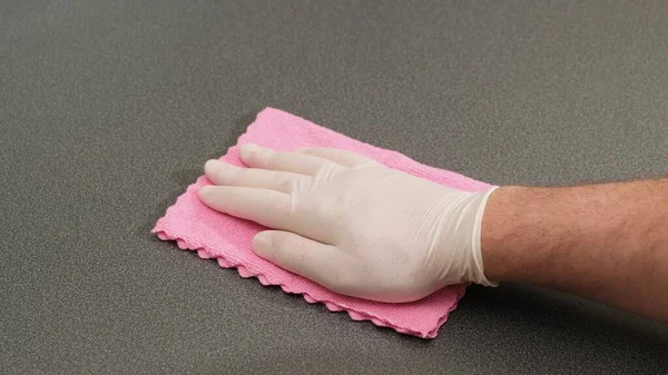 Wipe the table a damp cloth. close op — Stock Photo, Image
