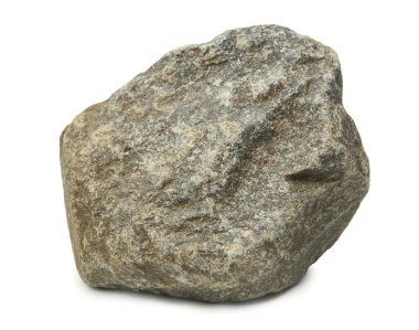 Beyaz arka planda izole edilmiş büyük kaya taşı..