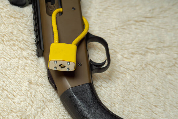 Shotgun with Chamber Lock Showing Gun Safety