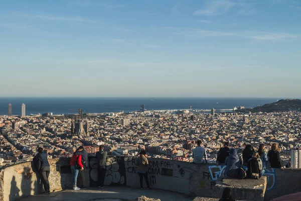 Persone Che Ammirano Vista Della Città Barcellona Queste Persone Sono — Foto Stock