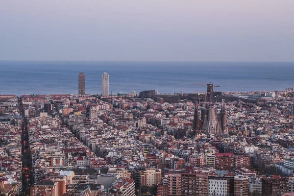 Detta Den Spektakulära Utsikten Över Barcelona Spanien Efter Solnedgången — Stockfoto