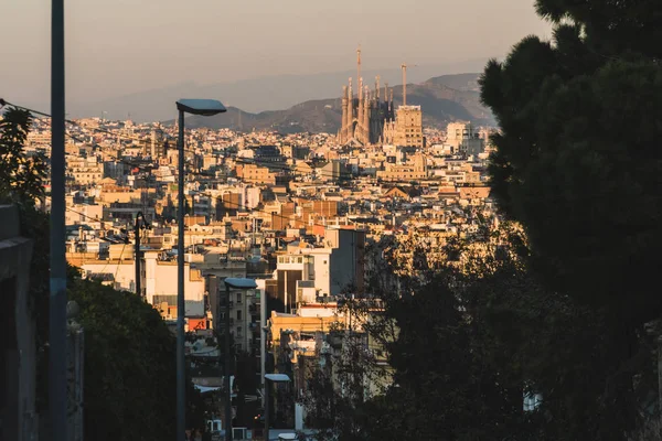 Vista Sul Tramonto Dello Skyline Barcellona — Foto Stock