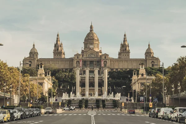 Questa Una Vista Frontale Del Mnac Turistico Museo Nazionale Arte — Foto Stock