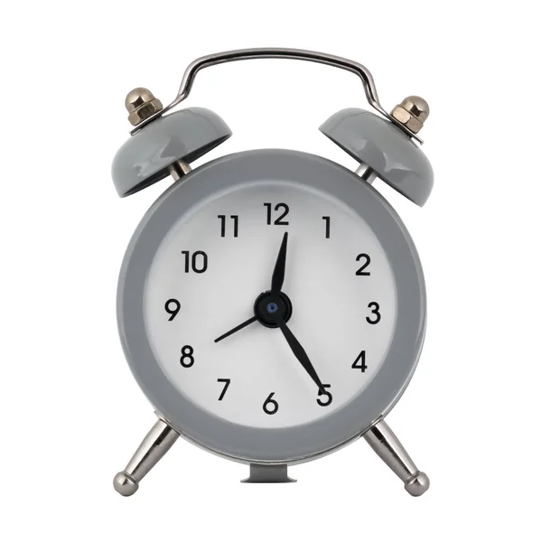 Gray Clock Alarm Clock White Background Arrows Showing Time Twelve — Stock Photo, Image