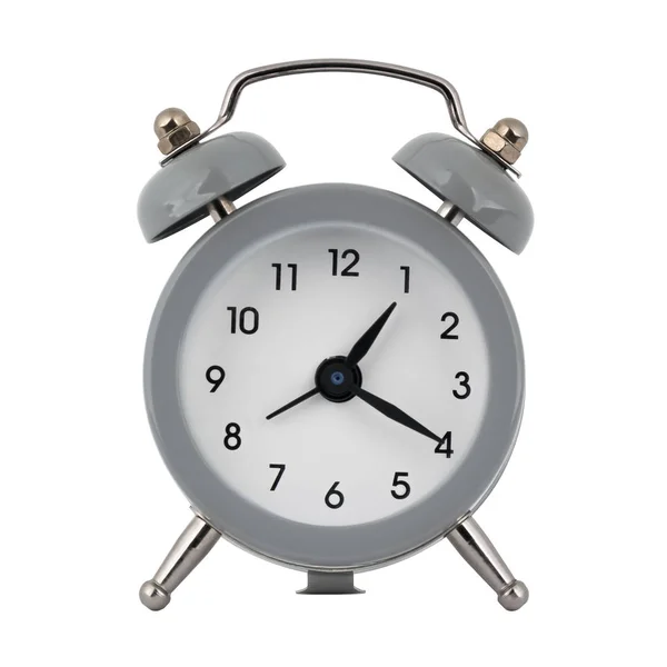 Gray Clock Alarm Clock White Background Arrows Showing Time One — Stock Photo, Image