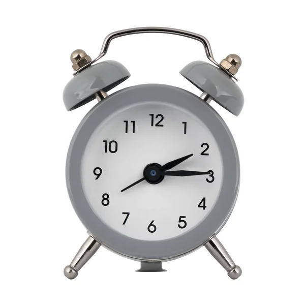 Gray Clock Alarm Clock White Background Arrows Showing Time Two — Stock Photo, Image