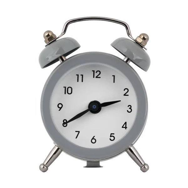 Gray Clock Alarm Clock White Background Arrows Showing Time Two — Stock Photo, Image