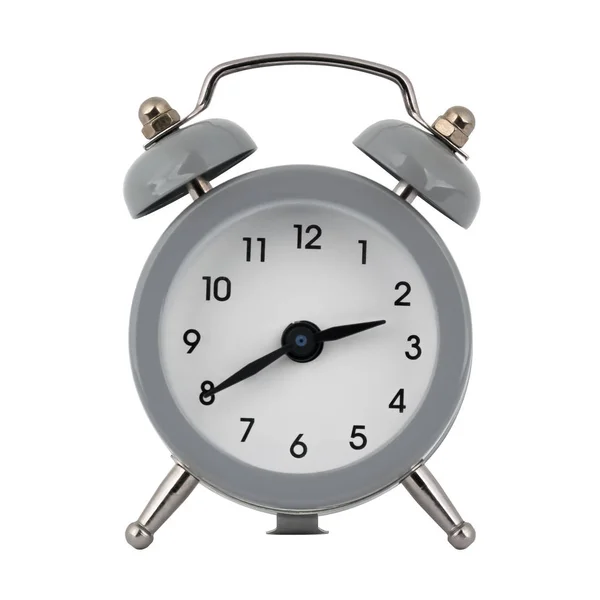 Eine Graue Uhr Mit Wecker Auf Weißem Hintergrund Mit Pfeilen — Stockfoto