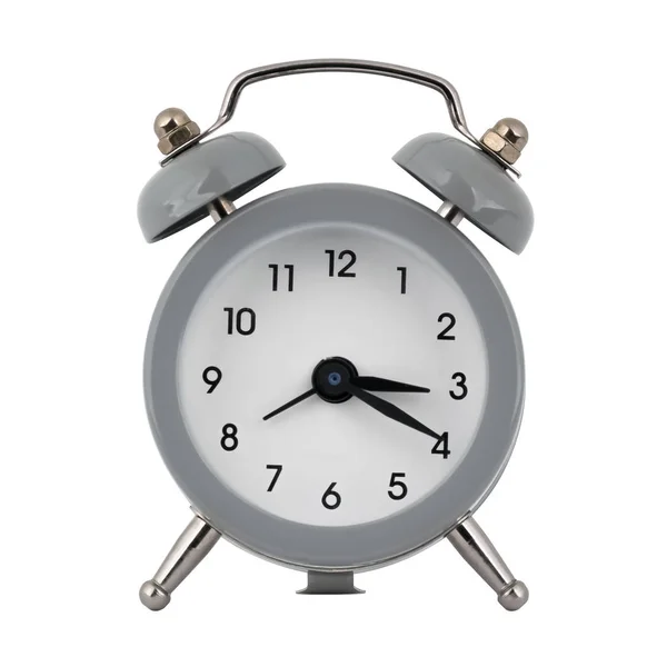 白色背景上带有闹钟的灰色时钟 箭头显示时间三小时二十分钟或十五小时二十分钟 — 图库照片