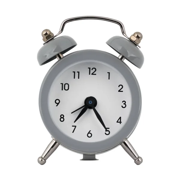 Gray Clock Alarm Clock White Background Arrows Showing Time Seven — Stock Photo, Image