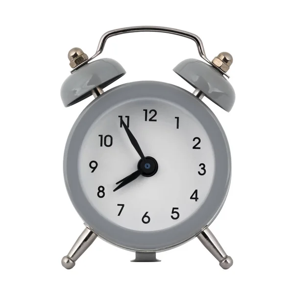 Gray Clock Alarm Clock White Background Arrows Showing Time Seven — Stock Photo, Image