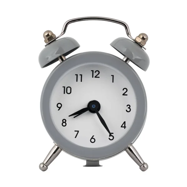 Gray Clock Alarm Clock White Background Arrows Showing Time Eight — Stock Photo, Image